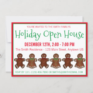Invitation Vacances Open House Gingerbread Noël Cookies
