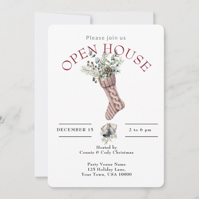 INVITATION VACANCES OUVERTE MAISON CHRISTMAS STOCKING (Devant)