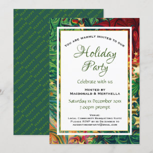 Invitation VACANCES Retro Red Green Fête