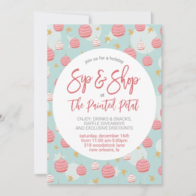 Invitation Vacances Sip and Shop (Devant)