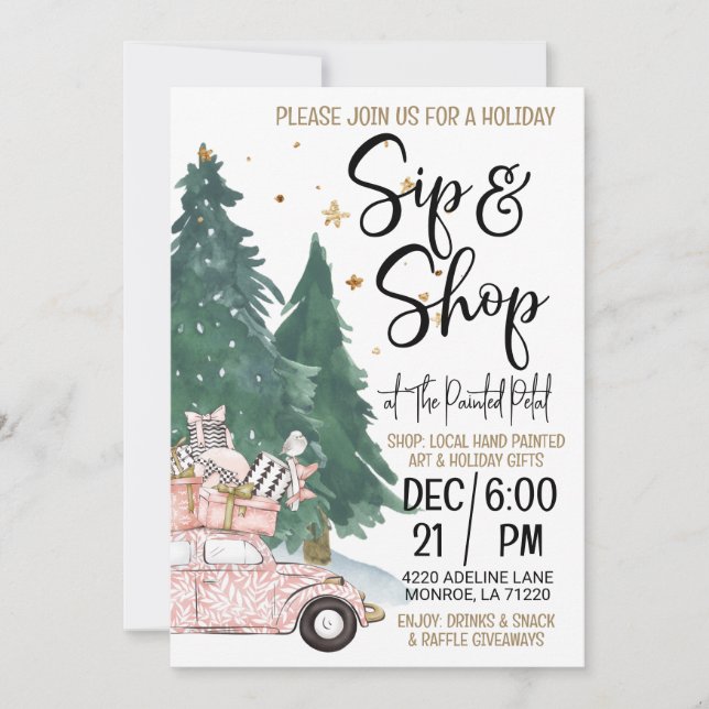 Invitation Vacances Sip and Shop (Devant)