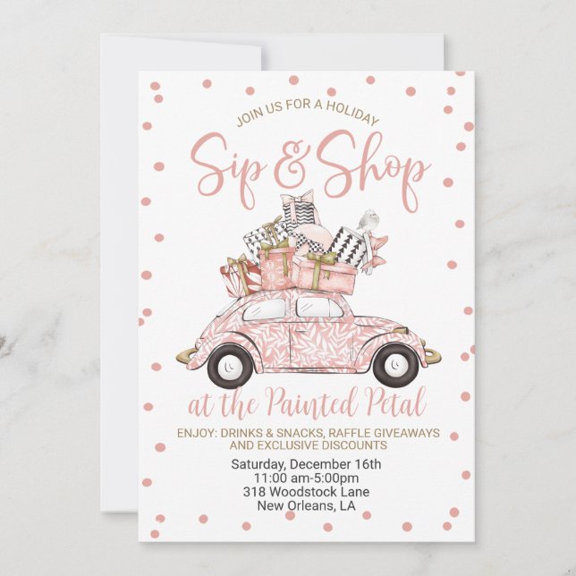 Invitation Vacances Sip and Shop (Devant)