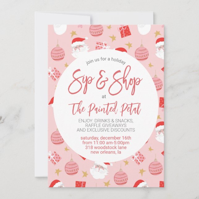 Invitation Vacances Sip and Shop (Devant)