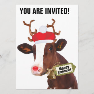 Invitation Vache à renne de Joyeux Noël de Mooey