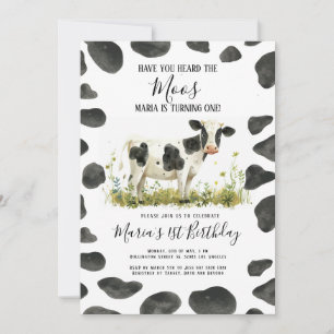 Invitation Vache Avez-Vous Entendu Moos Aquarelle fête d'anni