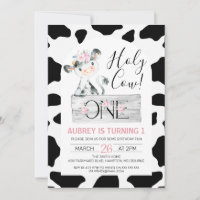 Vache blanche noire rose florale Imprimer 1er anni
