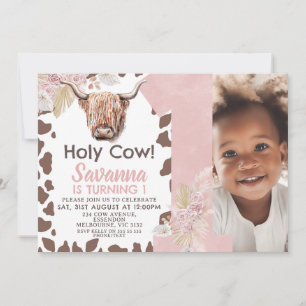 Invitation Vache Brown Imprimer Boho Floral Vache sainte 1er 