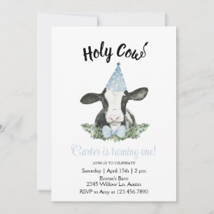 Invitation Vache casquette Blue Party avec vache Imprimer Inv