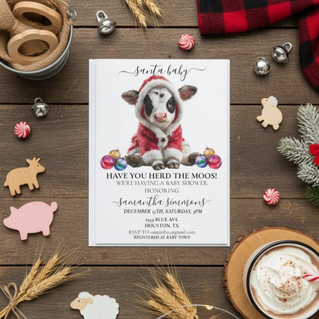 Invitation Vache de Noël Veau Fête de Noël Baby Shower  (Créateur téléchargé)