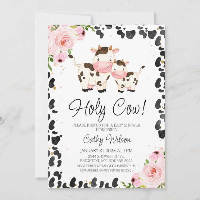 Invitation Vache de veau flush Imprimer Baby shower Invitatio (Devant)