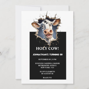 Invitation Vache drôle surprise anniversaire diplôme retraite