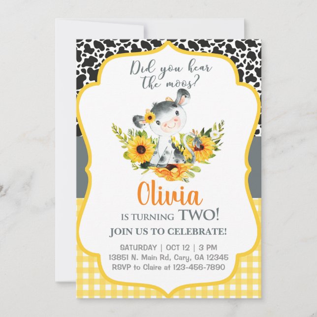 Invitation Vache et tournesol avez-vous entendu l'invitation  (Devant)