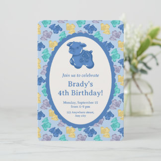 Invitation Vache Gélifiée Glacial Berry Bleu Glacé Fête