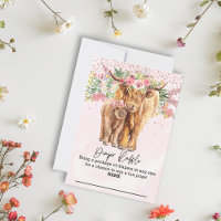 Vache Highland Baby shower rose tombole de couche