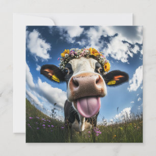 Invitation Vache joyeuse en fleur
