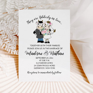 Invitation Vache Mariage Couple amusant Caricature Bull/Vache