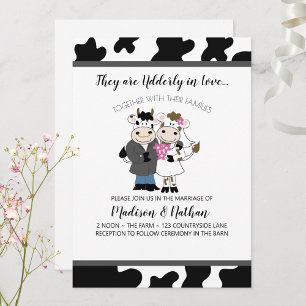 Invitation Vache Mariage mignon Couple âgé en amour