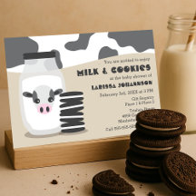 Vache mignonne et lait et biscuits Baby shower bei