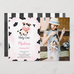 Invitation Vache mignonne modifiable Anniversaire Photo Invit
