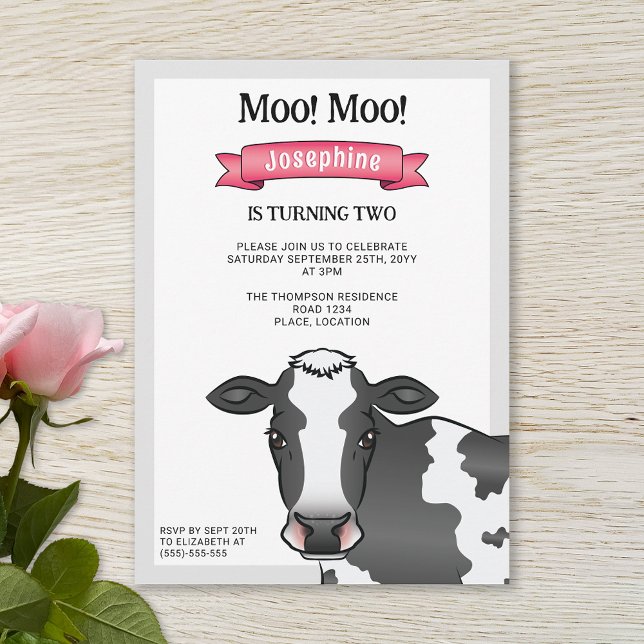 Invitation Vache noire et blanche avec anniversaire de la fer (Créateur téléchargé)
