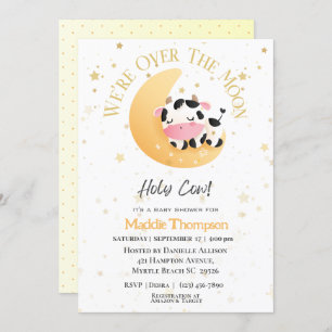 Invitation Vache Nous Sommes Au-Dessus De La Lune Baby shower