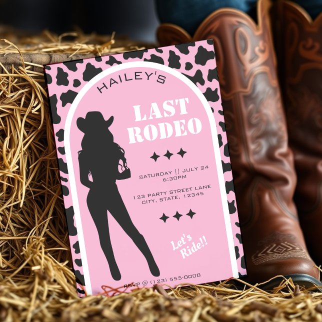 Invitation Vache Print Cowgirl Mariage rose Bachelorette Part (Créateur téléchargé)