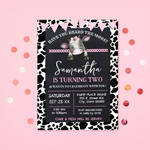 Invitation Vache rose Avez-Vous Entendu Parler de l'anniversa