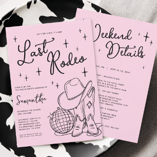 Invitation Vache Rose Disco Dernier Rodéo Fête de Bachelorett