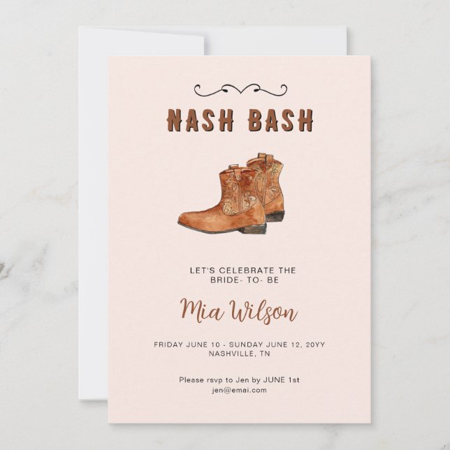 Invitation Vache Rose Nashville Week-end Enterrement de Vie d (Devant)