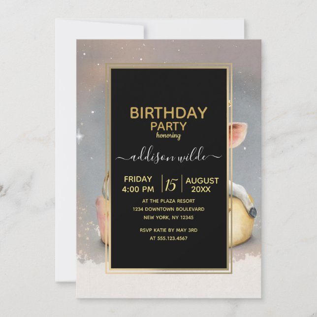 Invitation Vache royale rêvant sur le trône du fromage (Devant)