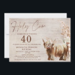 Invitation Vache rustique Highland Holy Cow 40th Birthday<br><div class="desc">Rustic Highland Cow Holy Cow 40th Birthday Invitation Sweet rustique bohème Highland cow 40th anniversaire invitation avec une vache,  quelques arrangements floraux boho sur une aquarelle bois arrière - plan image et fausse calligraphie en cuivre. Idéal pour une prochaine fête du 40e anniversaire.</div>