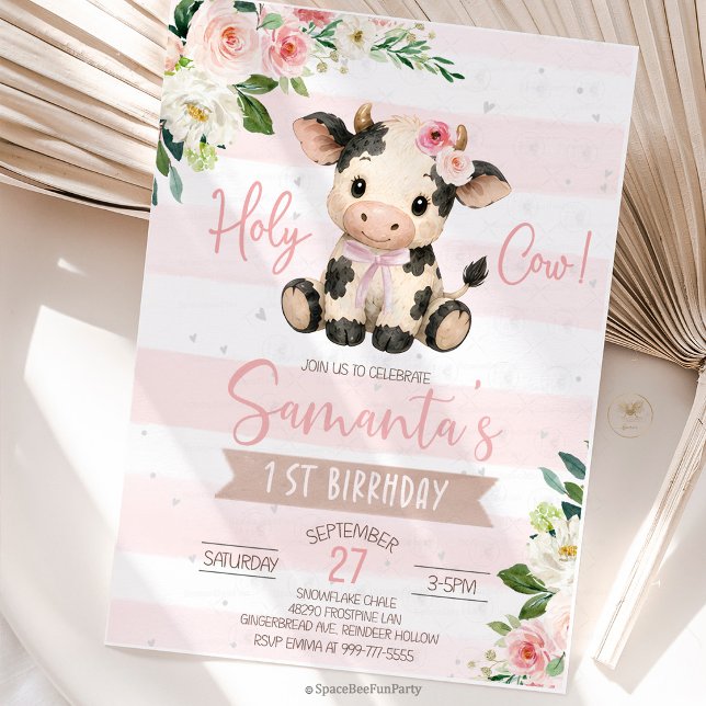 Invitation Vache sacrée 1er anniversaire Highland  (Holy Cow 1st Birthday, Cow First Birthday, Farm Birthday Party, Cow Birthday, 1st Birthday)
