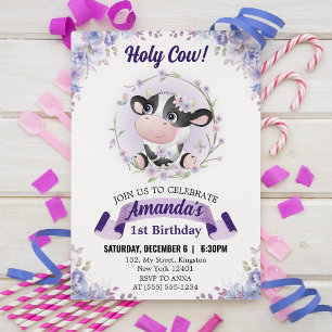 Invitation Vache sacrée florale 1er anniversaire
