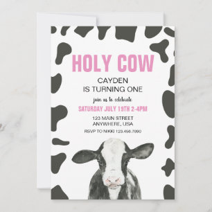 Invitation Vache sacrée, je suis un anniversaire à carreaux r