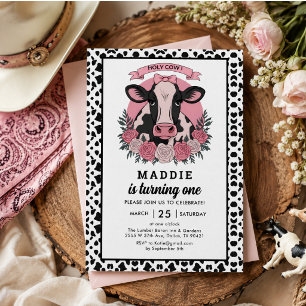 Invitation Vache sacrée, je suis une cowgirl, fête d'annivers