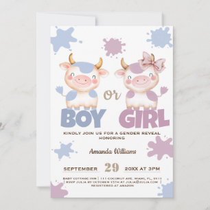 Invitation Vache sacrée  révélation du sexe rose bleu 