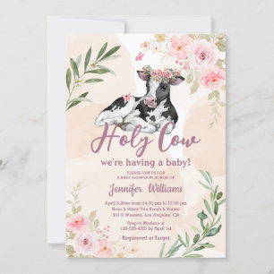 Invitation vache sainte haute-terre fille de veau baby shower