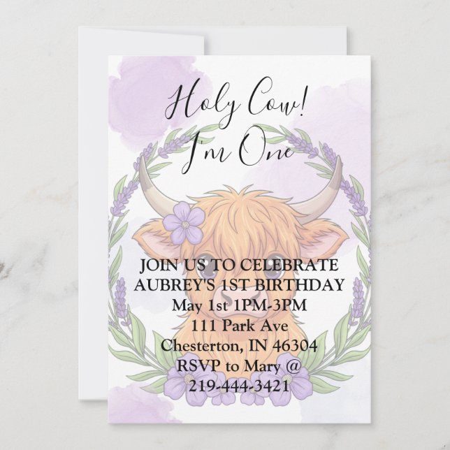 Invitation Vache Sainte je suis un (Devant)