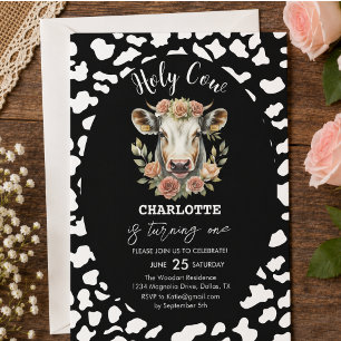 Invitation Vache Sainte Je Suis Une Cow-Girl 1er Anniversaire