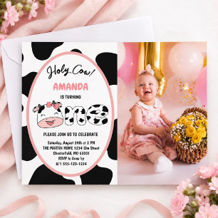 Invitation Vache Sainte Je Suis Une Fille Photo D'anniversair