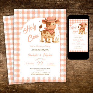 Invitation Vache Sainte Nous Avons Un Bébé Plaid Rustique aux