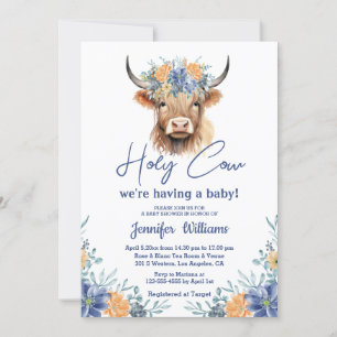 Invitation vache sainte vache grand veau garçon baby shower f
