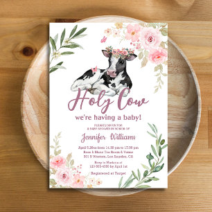 Invitation vache sainte vache haute terre fille baby shower b