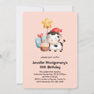 Invitation Vache souriante mignonne adorable Anniversaire