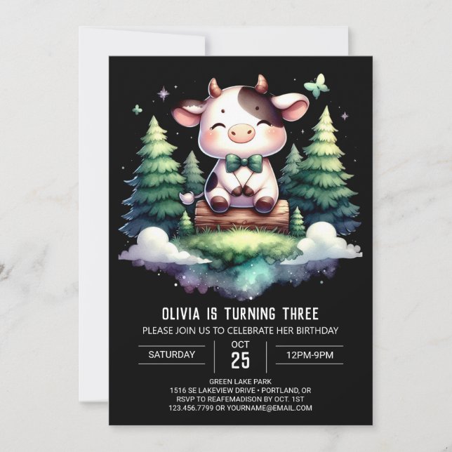 Invitation Vache sur mesure Farmyard Anniversaire (Devant)