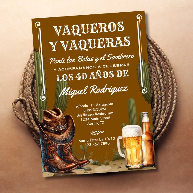 Invitation Vacher de Désert de Cactus Mexicain Anniversaire E (Créateur téléchargé)