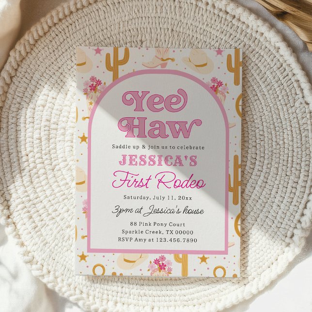 Invitation Vacheresse Rose Premier Rodéo Fille 1er Anniversai (Créateur téléchargé)