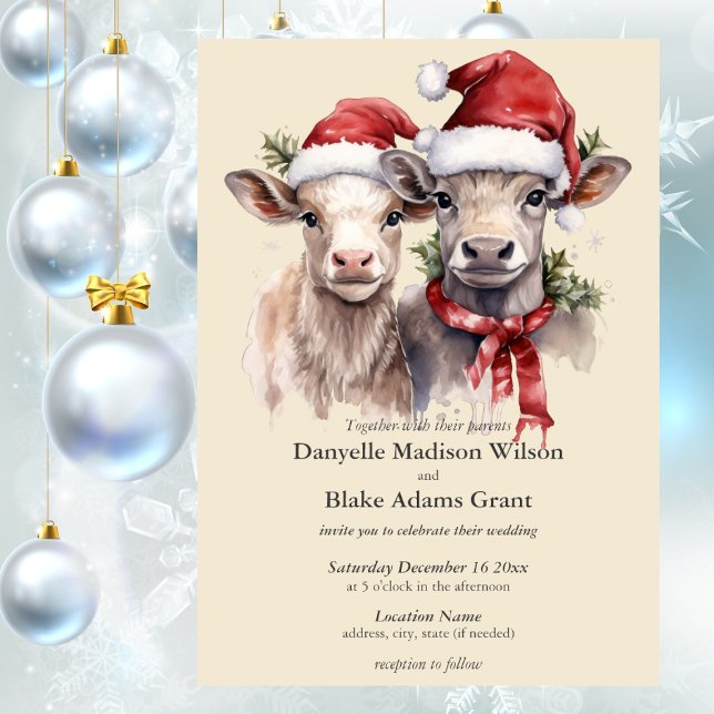 Invitation Vaches de Père Noël mignonne Noël Mariage d'hiver (Créateur téléchargé)