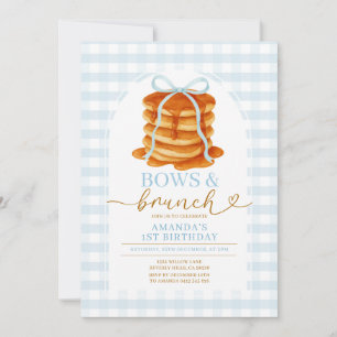 Invitation Vaches et Brunch Pancake Bleu 1er anniversaire En 