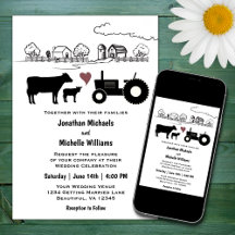 Vaches mignonnes et tracteur Country Farm Mariage